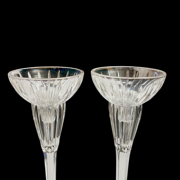 Pair of Elegant Mikasa Cut Crystal Golden Tiara Candlesticks Germany - Picture 4 of 12